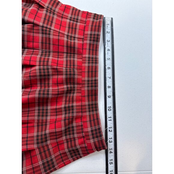 Love Tree Skirt Womens Pleated Preppy School Girl Academia Red Plaid Size M Mini - Picture 11 of 11